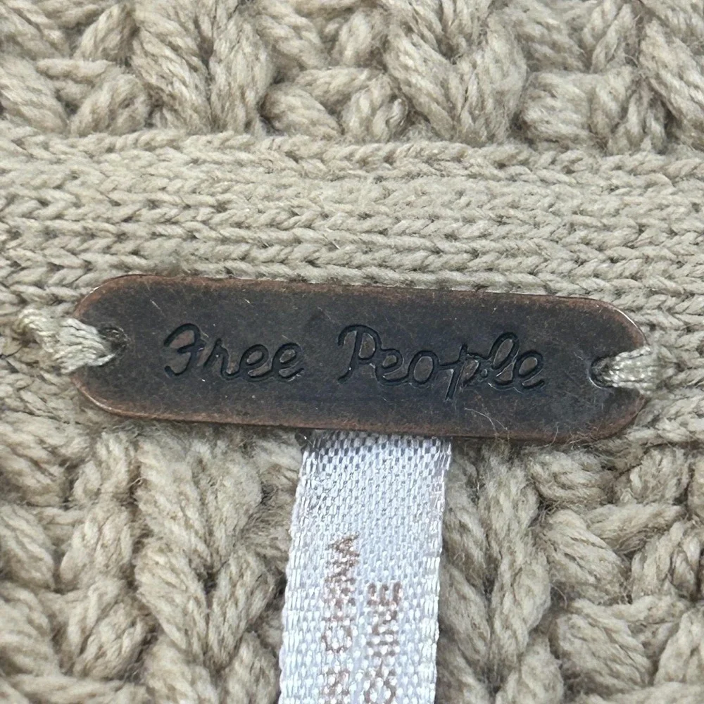 Free People Cardigan Sweater Womens XS Petite Beige Collared Chunky Knit Button